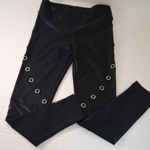 Koral Black Leggings with Grommet Sheer Details XS- Small Stretchy